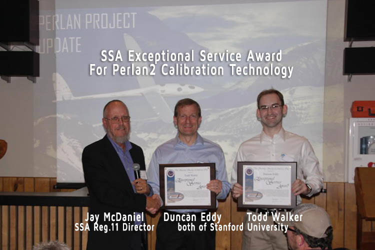 Jay McDaniel, SSA Region 11 Director, presents SSA Exceptional Service award to Duncan Eddy and Todd Walterof Stanford University for their efforts in calibration technology that facilitated the record breaking attempts of the Perlan 2 glider  2017-11-04